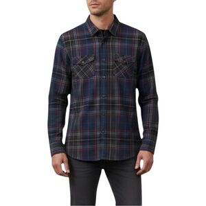 Element Eddie Heavyweight Plaid Flannel Shirt Men’s Medium Navy Blue Red